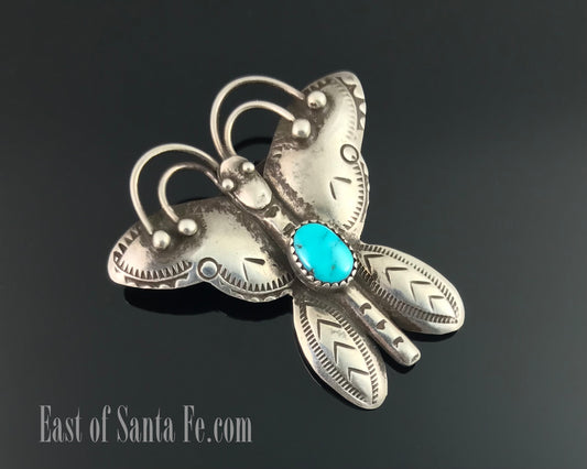 Large Fred Harvey Era Butterfly Pin Navajo Native American - Vintage