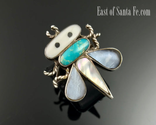 Zuni Inlay Bug Ring Native American Size 6 - Vintage