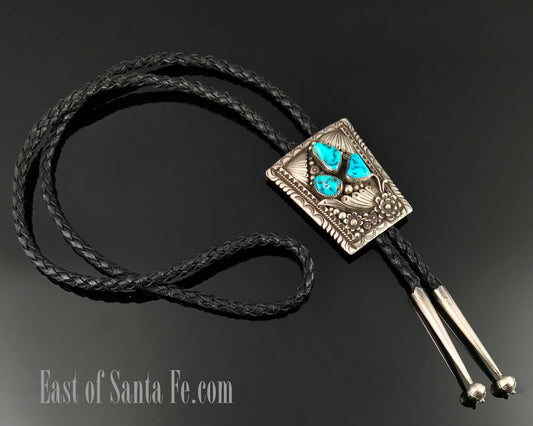 Turquoise Bolo Tie Native American Navajo - Eddy Chaco