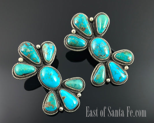 Turquoise Cluster Earrings Native American Navajo - Robin Tsosie