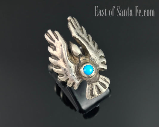 Sand Cast Thunderbird or Peyote Bird Ring Navajo Native American Size 5 - Vintage