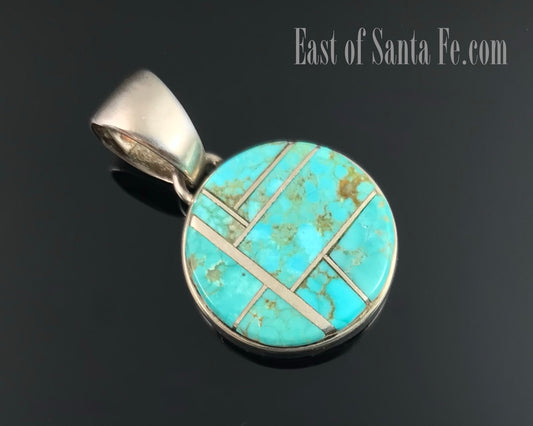 Number 8 Inlay Turquoise Pendant Native American - First American Traders