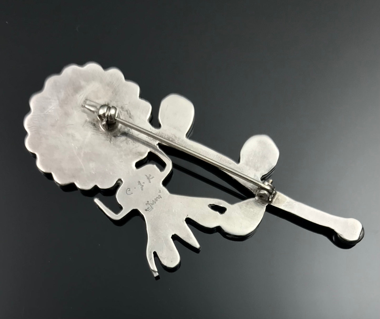Vintage Zuni Inlay Flower and Bug Pin - CJK