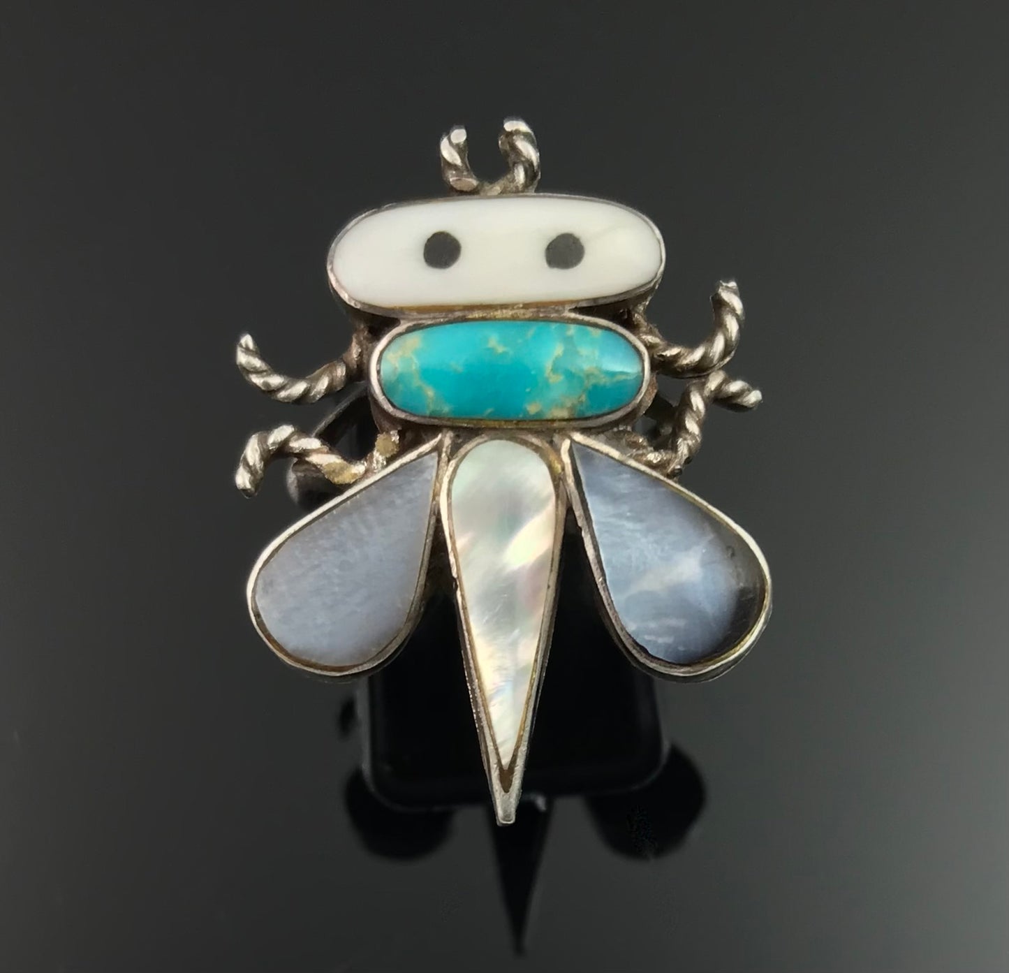 Zuni Inlay Bug Ring Native American Size 6 - Vintage