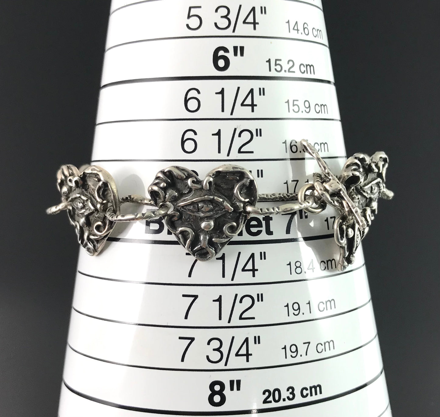 Evil Eye Hearts Link Bracelet Sterling Silver - Claire Haye
