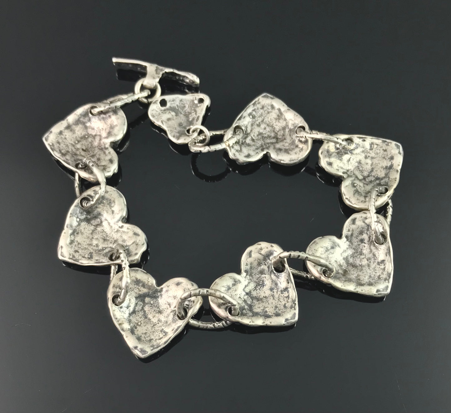Evil Eye Hearts Link Bracelet Sterling Silver - Claire Haye