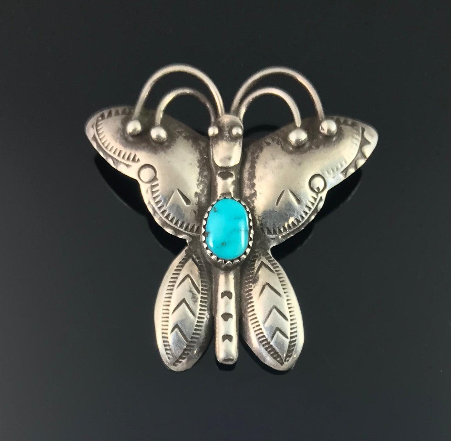 Large Fred Harvey Era Butterfly Pin Navajo Native American - Vintage