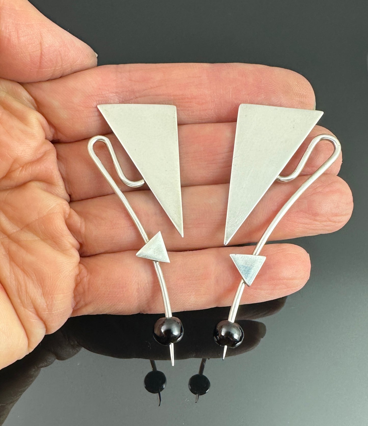 Mid-Century Modern Mexican Sculptural Earrings - Vintage