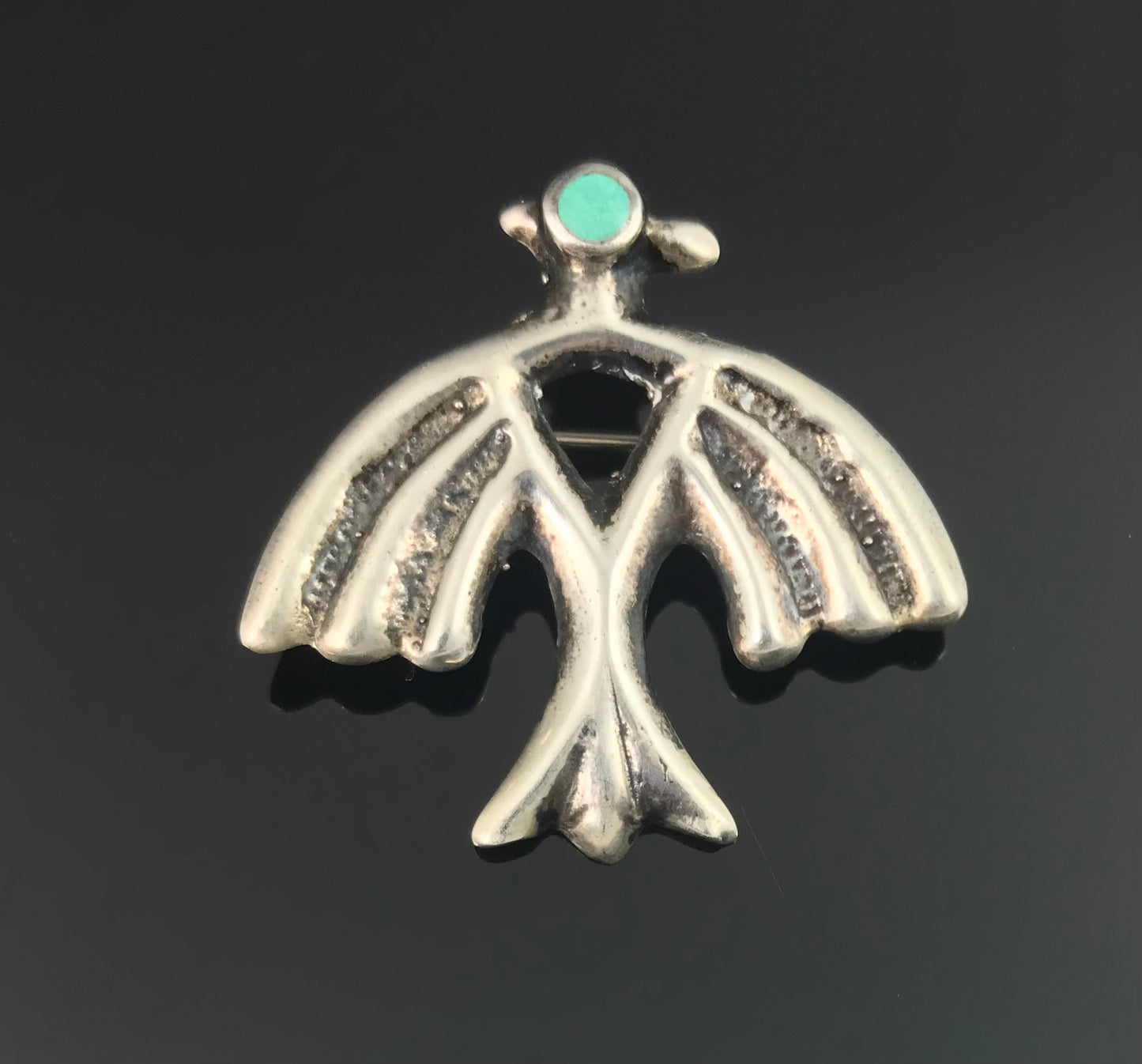 Sand Cast Thunderbird Turquoise Pin Native American Navajo - Vintage