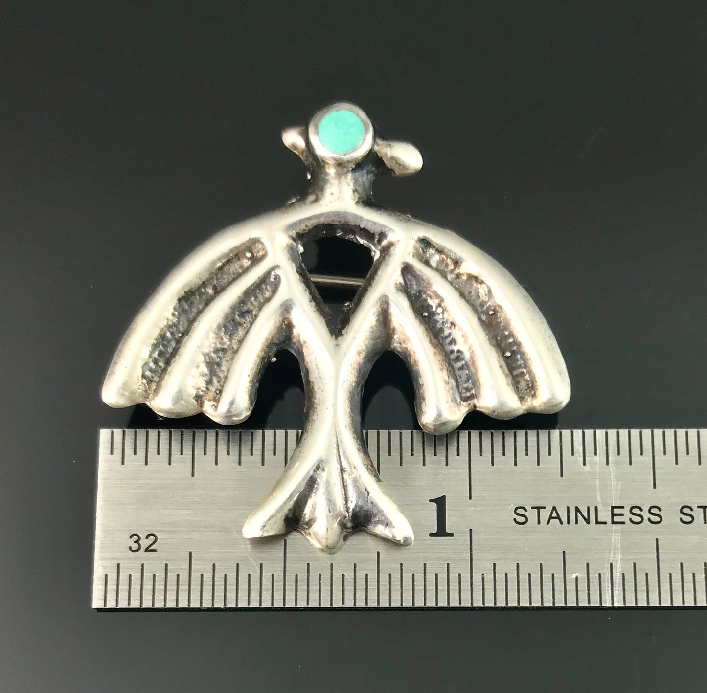 Sand Cast Thunderbird Turquoise Pin Native American Navajo - Vintage