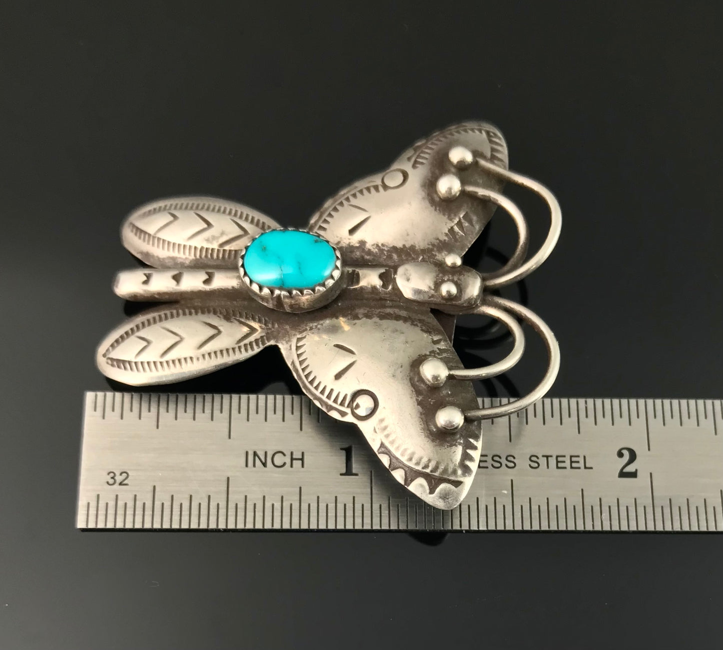 Large Fred Harvey Era Butterfly Pin Navajo Native American - Vintage