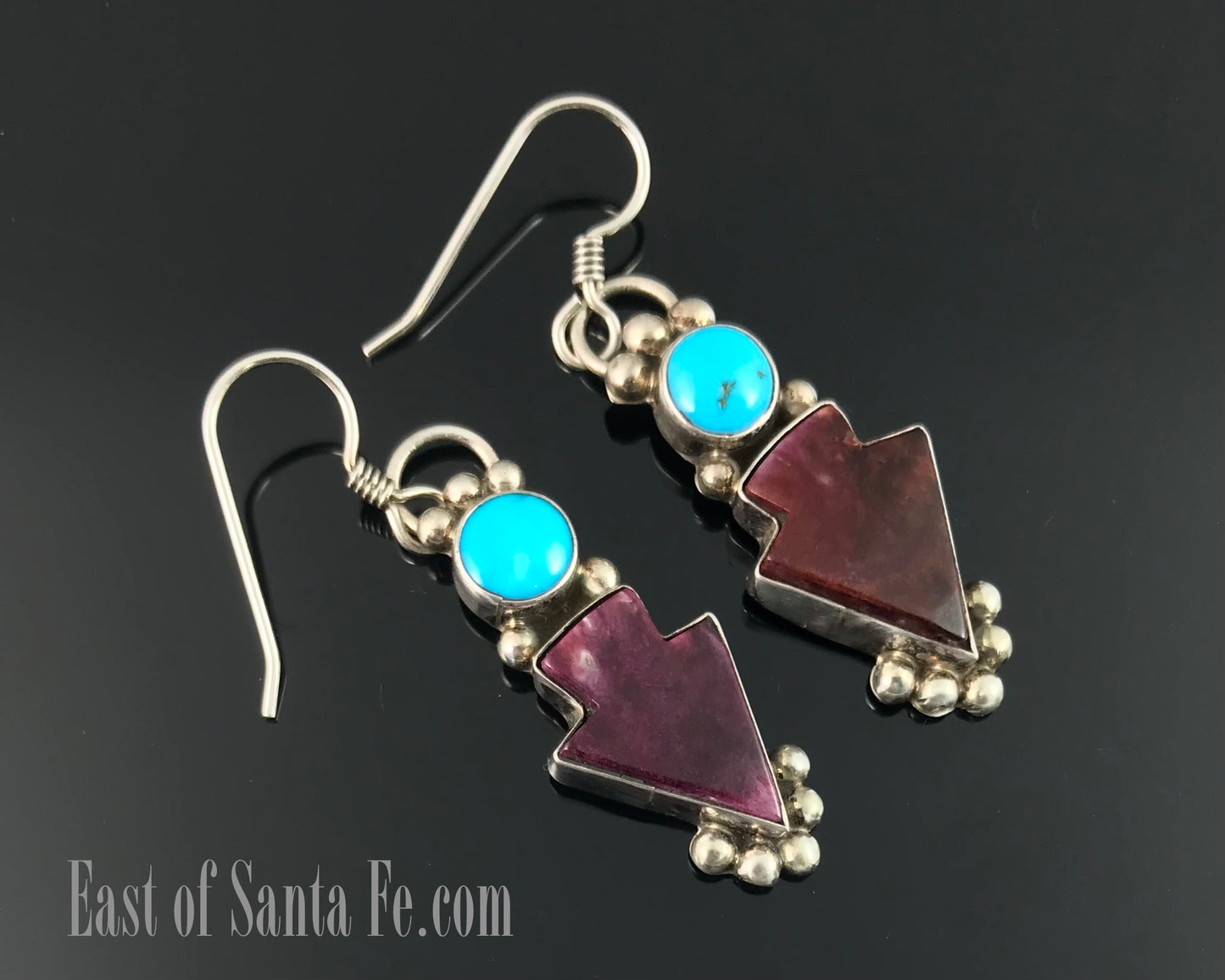 Spiny Oyster and Turquoise Native American Navajo Earrings - Vintage