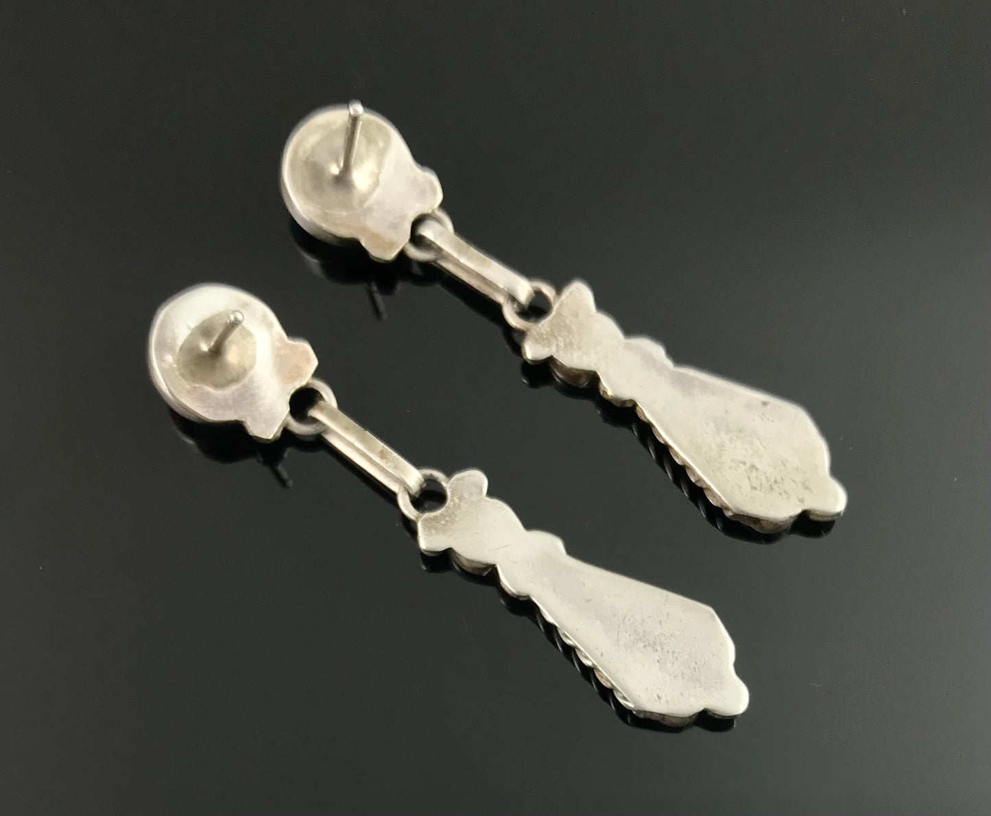 Traditional Zuni Sun Face Inlay Earrings Native American - Vintage