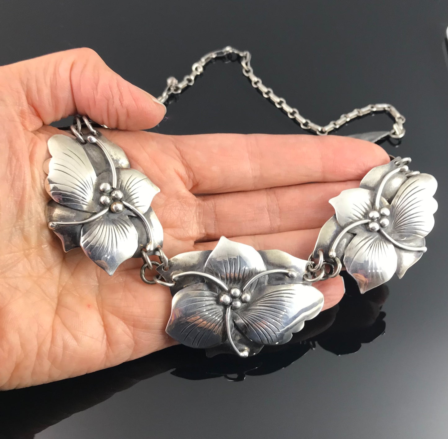 Vintage Flower Necklace Sterling Silver - Carol Felley