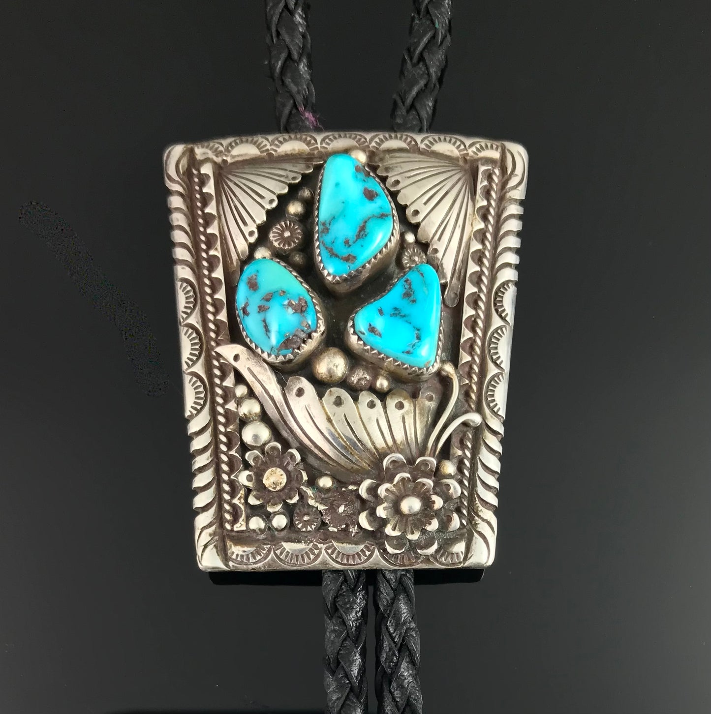 Turquoise Bolo Tie Native American Navajo - Eddy Chaco