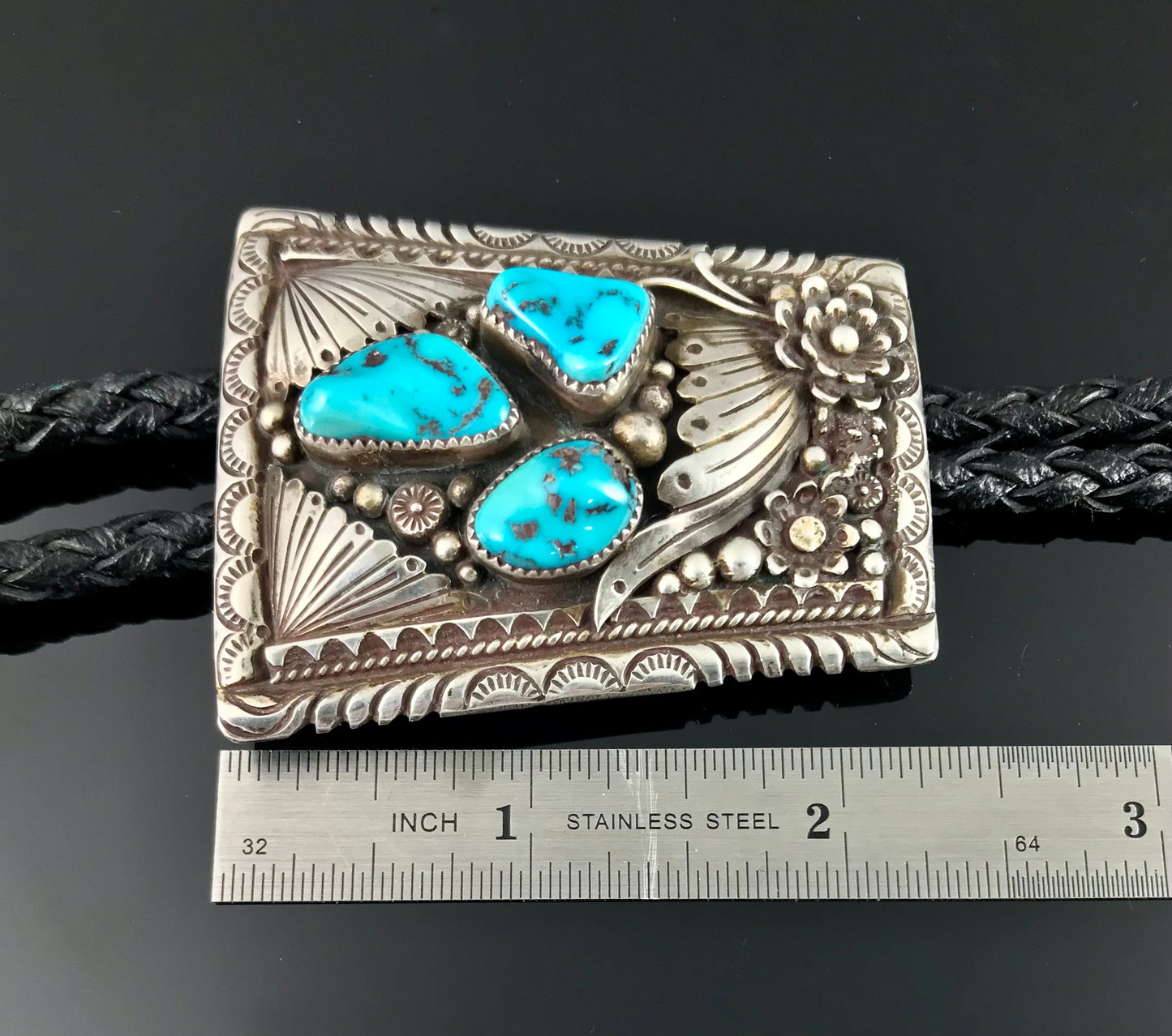 Turquoise Bolo Tie Native American Navajo - Eddy Chaco