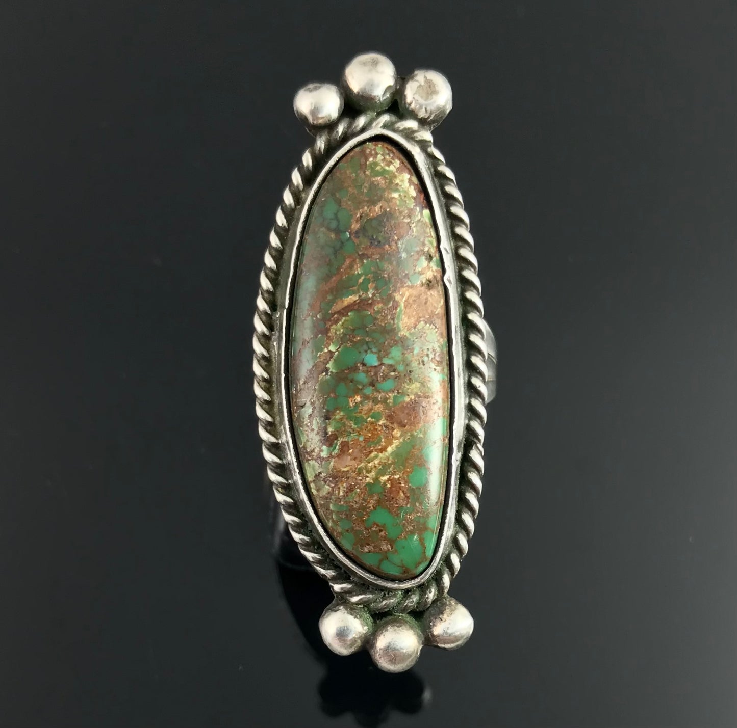Green Turquoise Native American Navajo Ring Size 6 - Vintage