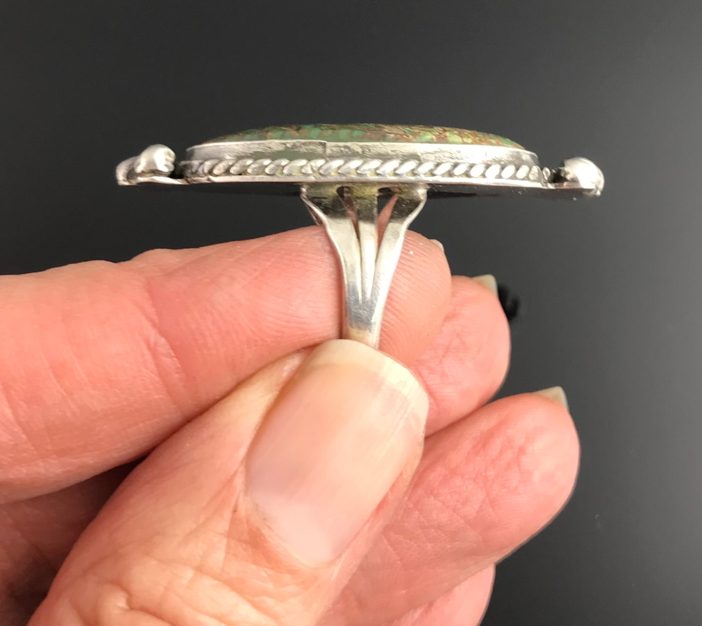 Green Turquoise Native American Navajo Ring Size 6 - Vintage