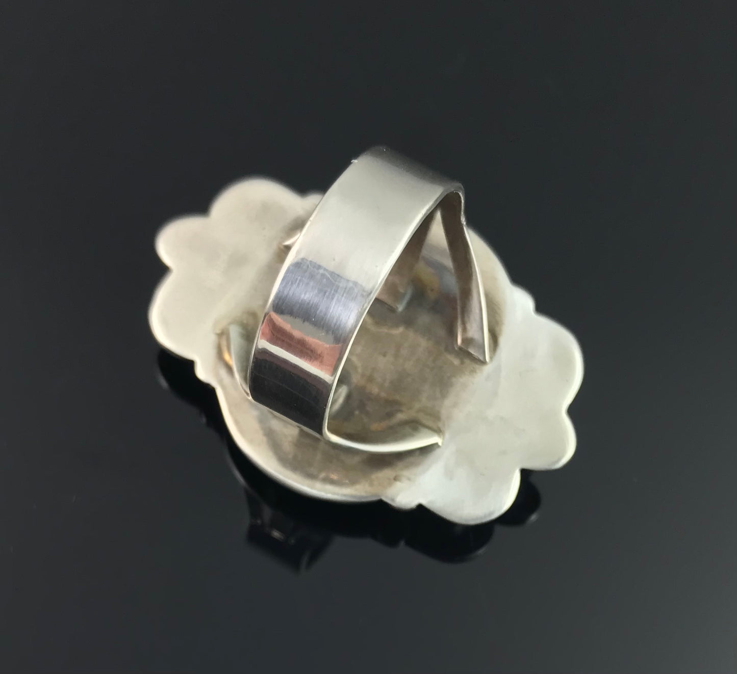 Turquoise Native American Navajo Sterling Silver Ring Size 8 Signed - E M Linkin
