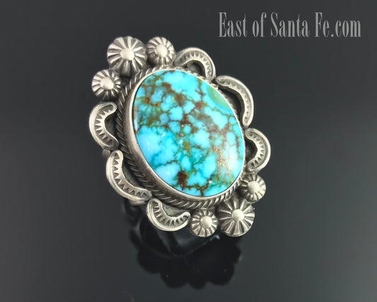 High Quality Spider Web Kingman Turquoise Ring Navajo Native American Size 9 - Benny Ramone