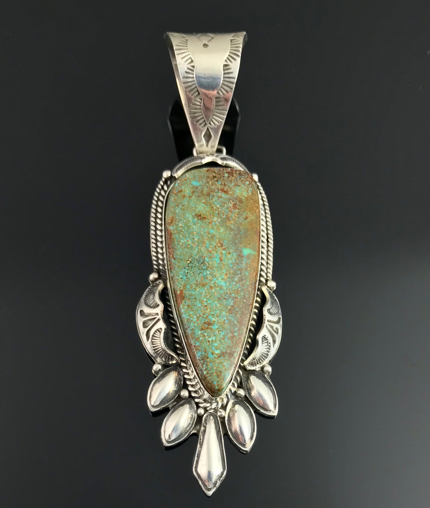 Bird's Eye Turquoise Native American Navajo Necklace Pendant - Clarence Long