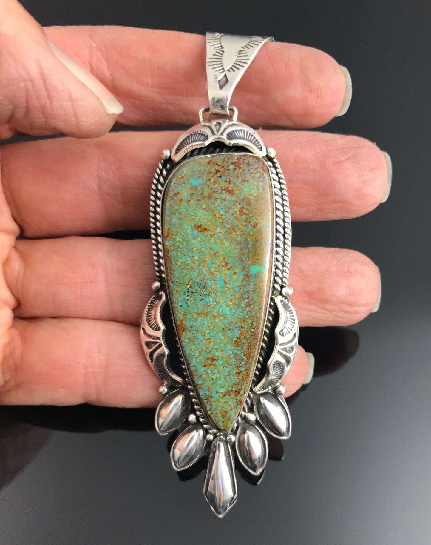 Bird's Eye Turquoise Native American Navajo Necklace Pendant - Clarence Long
