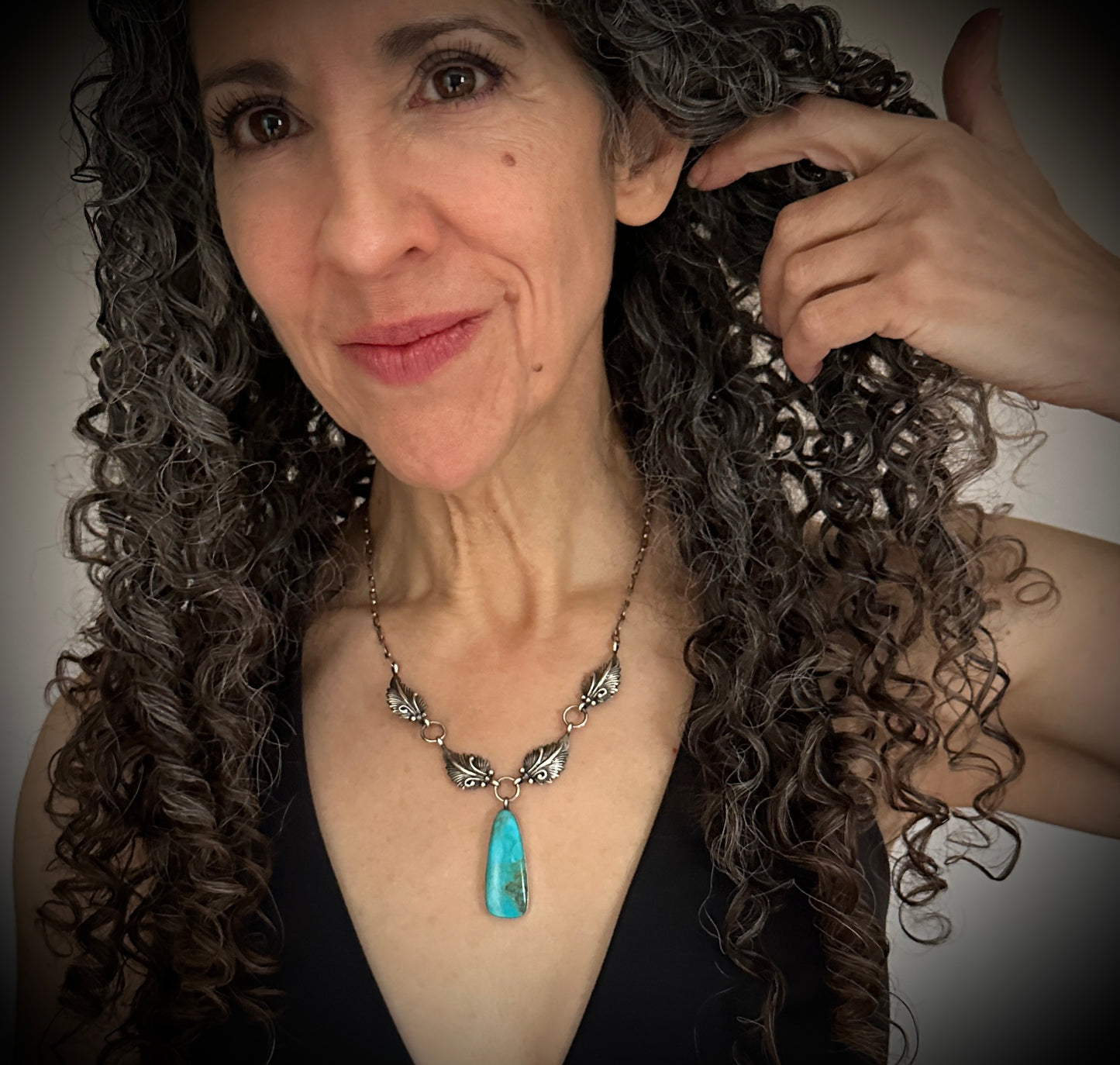 Turquoise & Feathers Necklace Navajo Native American - Mark Barney