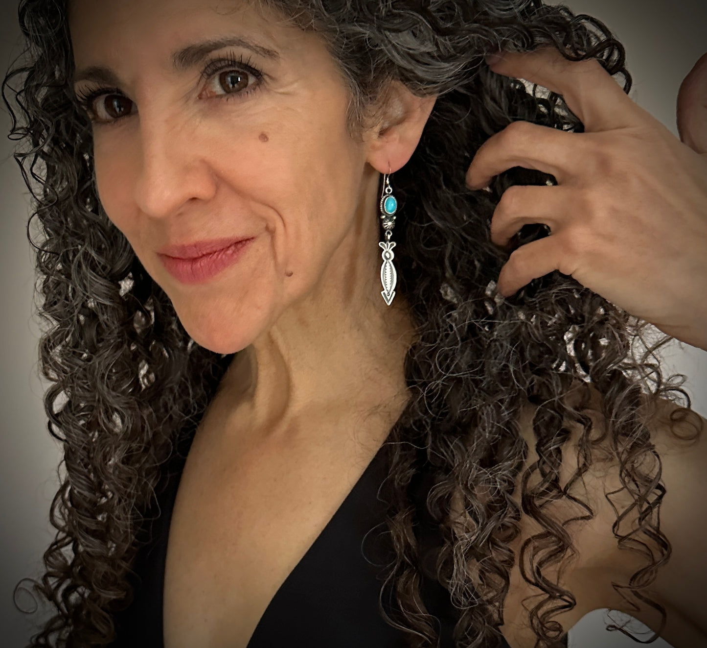 Old Style Turquoise and Arrows Navajo Native American Earrings - Michael & Rose Calladitto