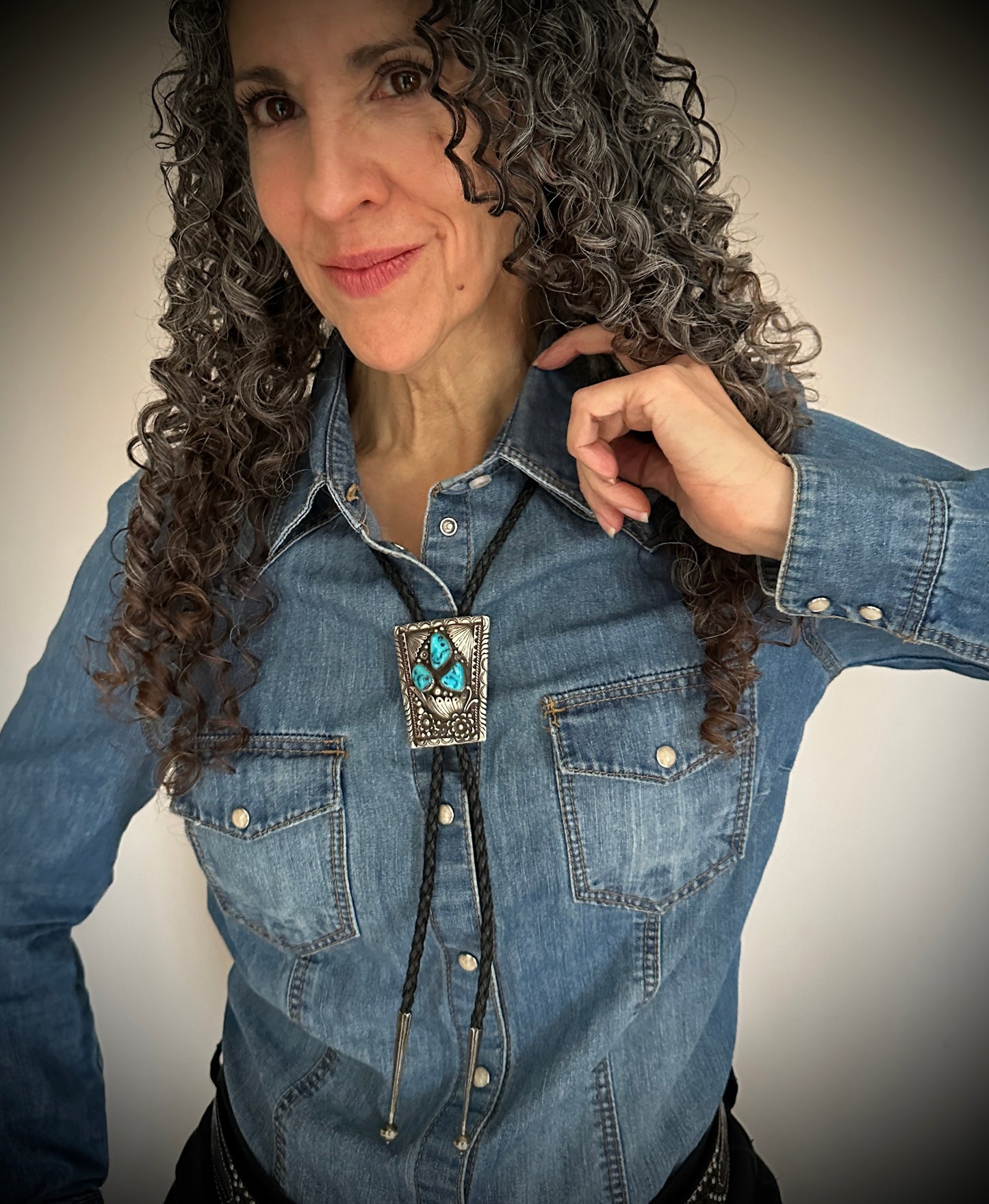 Turquoise Bolo Tie Native American Navajo - Eddy Chaco