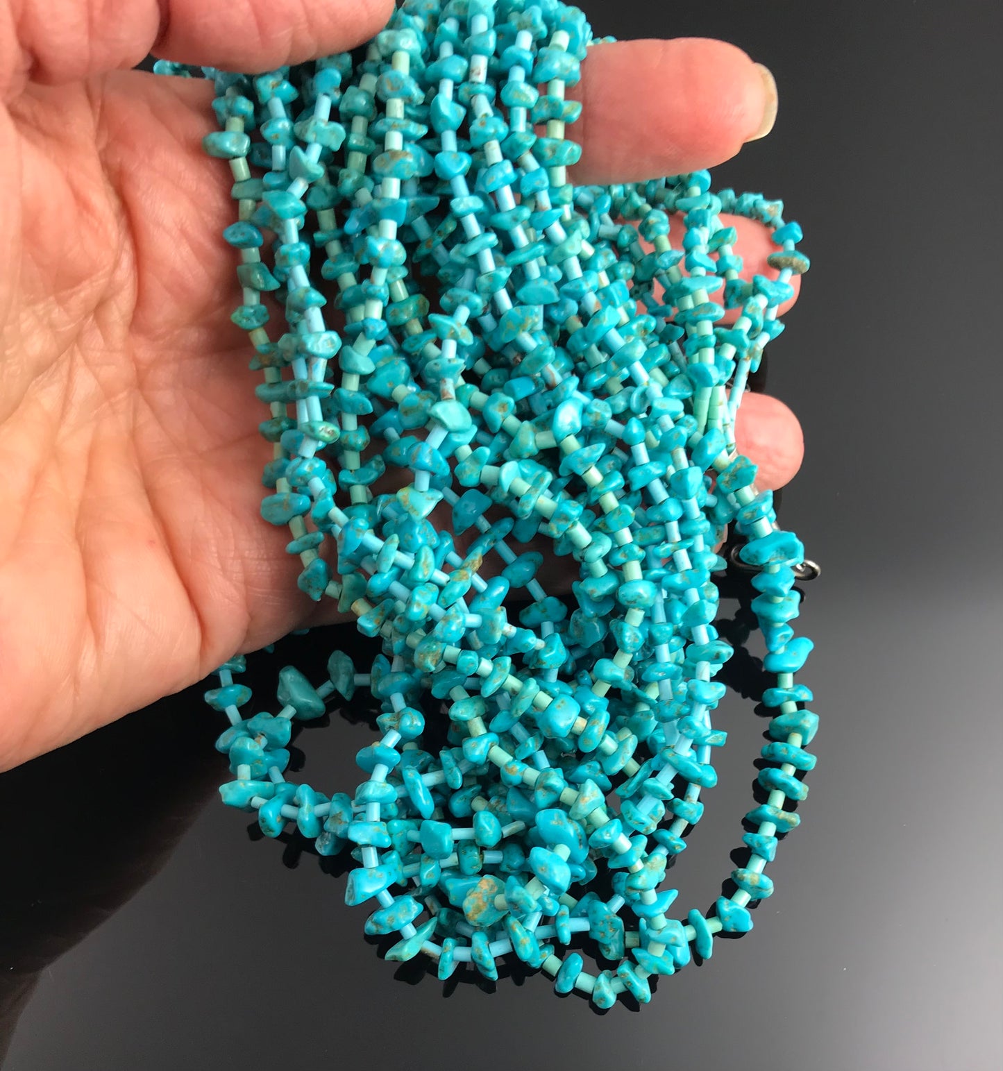 Santo Domingo Kewa Pueblo Turquoise 10 Strand Heishi Necklace - Vintage