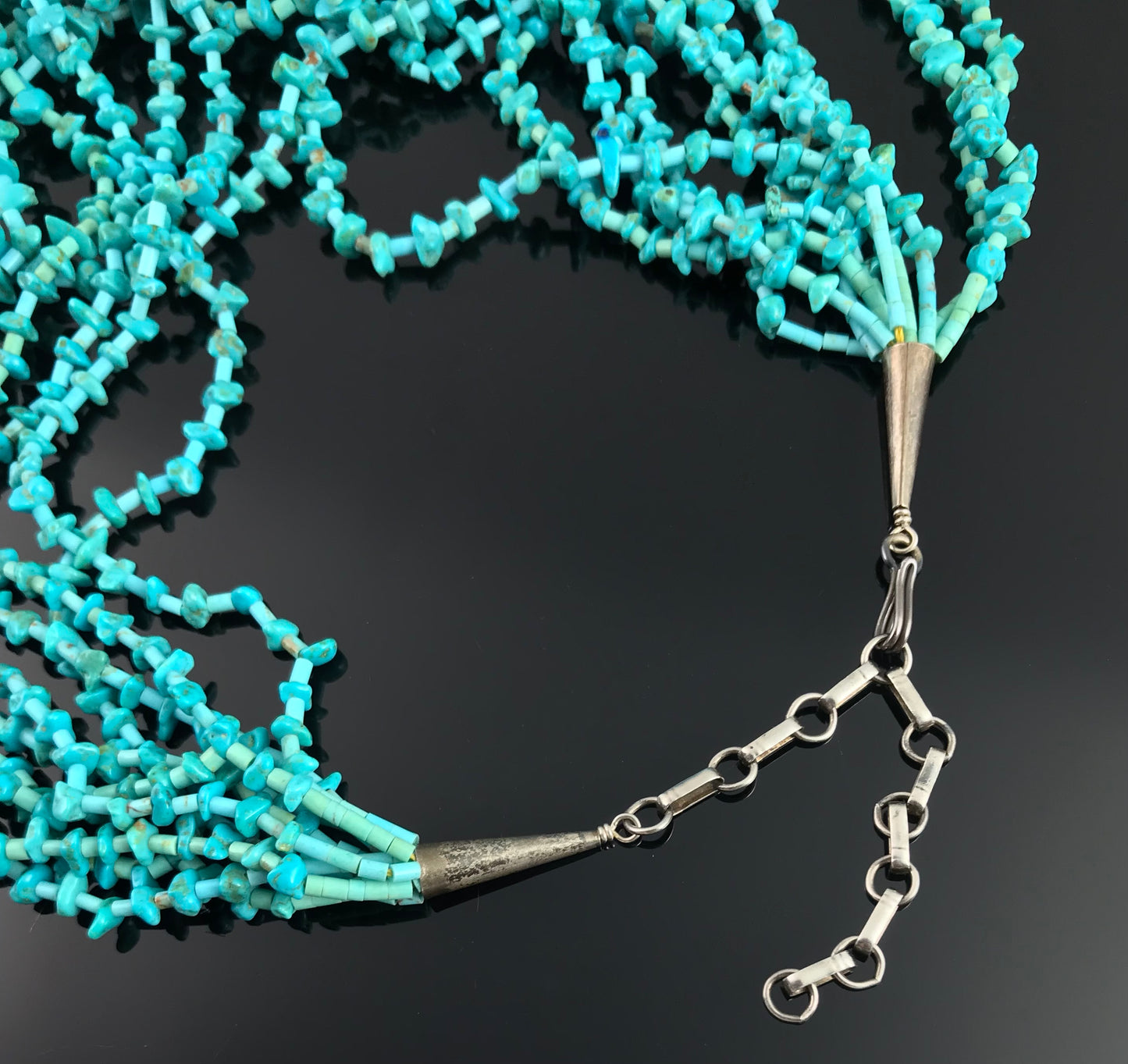 Santo Domingo Kewa Pueblo Turquoise 10 Strand Heishi Necklace - Vintage