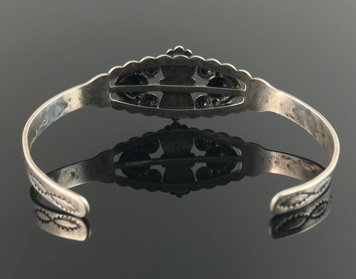 Fred Harvey Turquoise Native American Navajo Cuff Bracelet Sterling Silver - Vintage