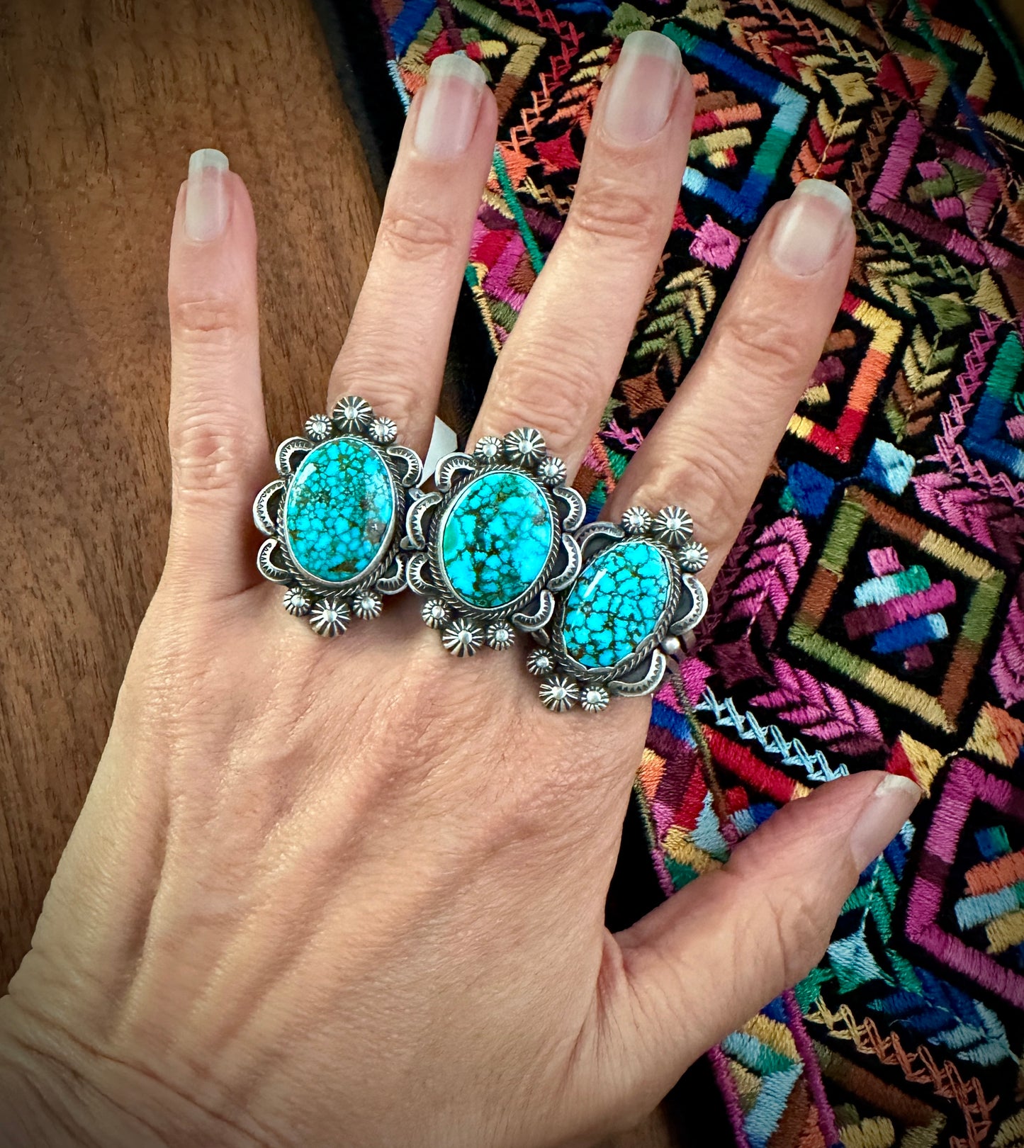 High Quality Spider Web Kingman Turquoise Ring Navajo Native American Size 9 - Benny Ramone