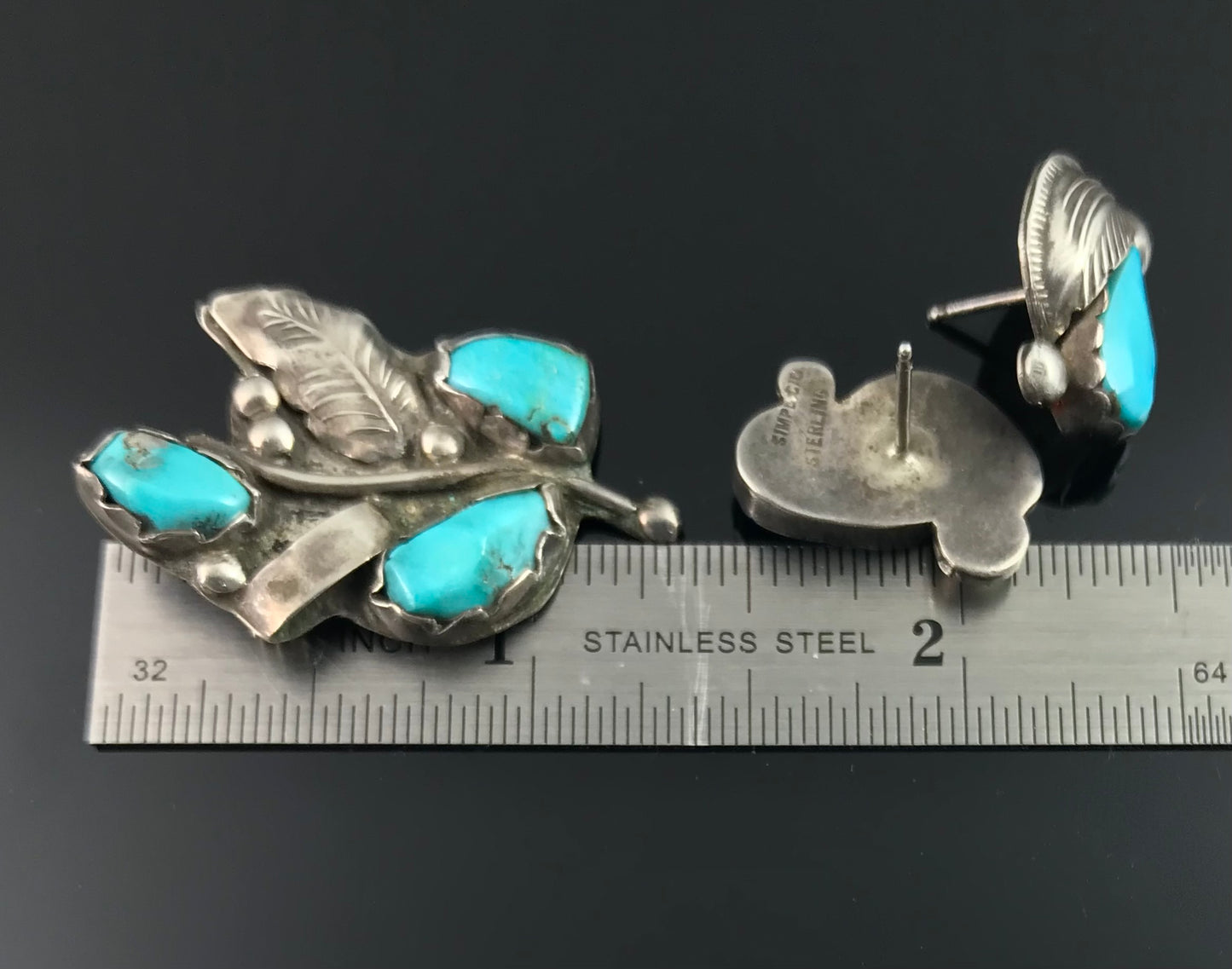 Simplicio Turquoise Pin and Earrings Native American Zuni- Vintage