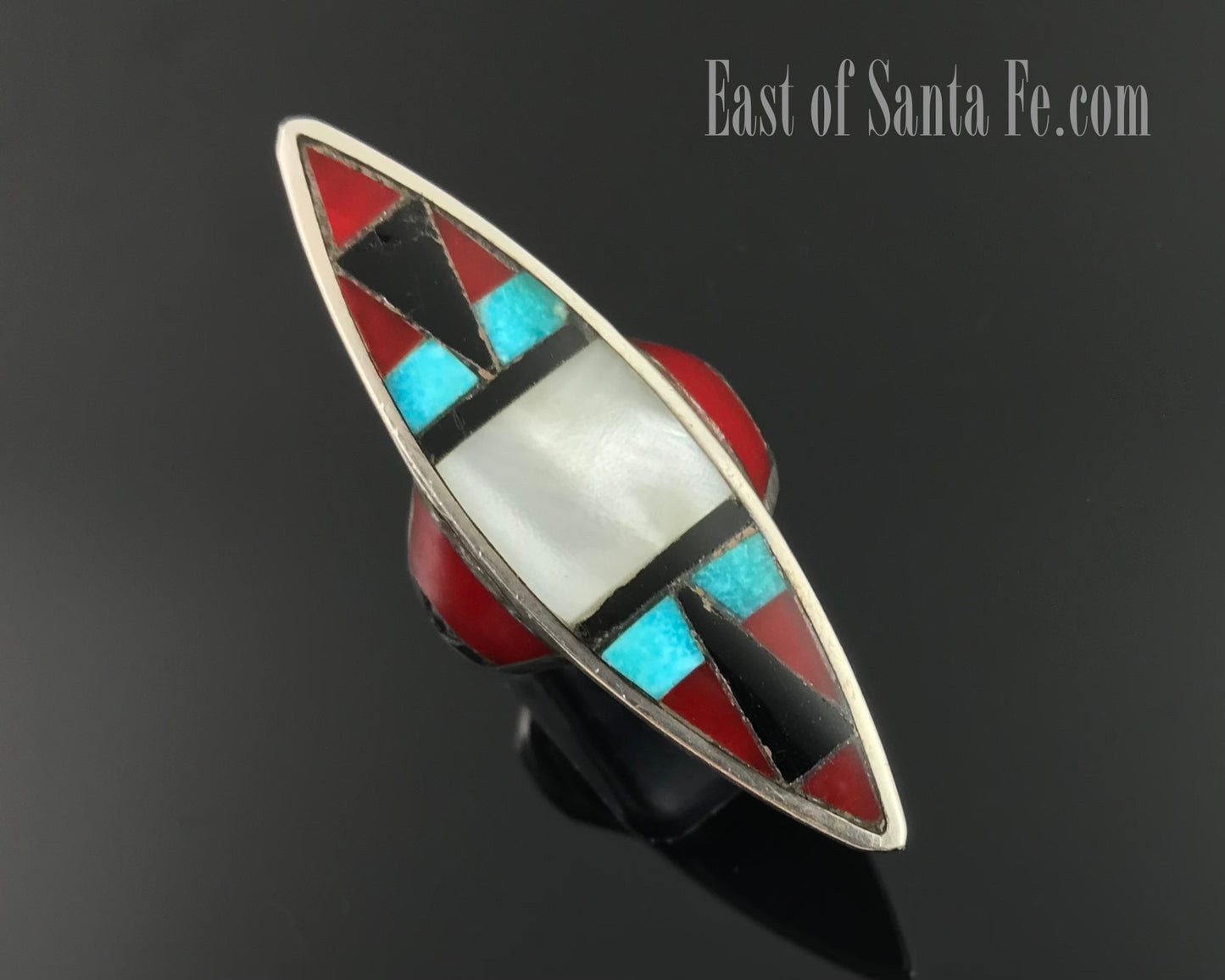 Unusual Zuni Inlay Ring Size 6 Native American - Vintage