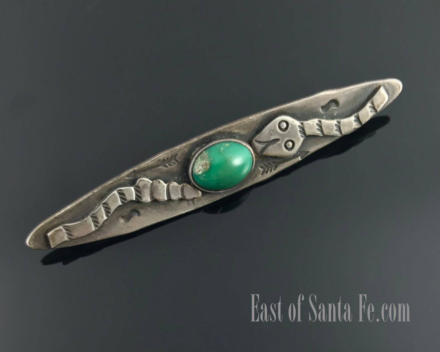 VINTAGE Fred Harvey Era Snake Turquoise Navajo Bar Pin