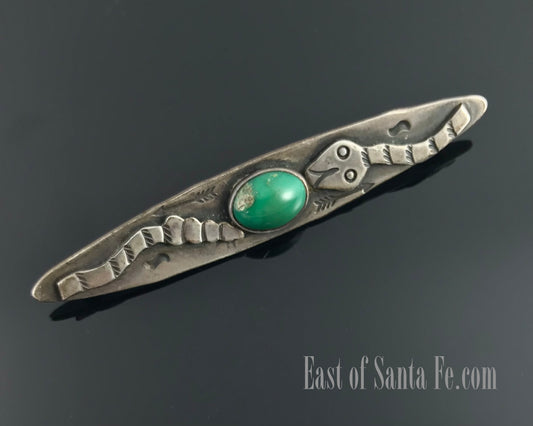 VINTAGE Fred Harvey Era Snake Turquoise Navajo Bar Pin