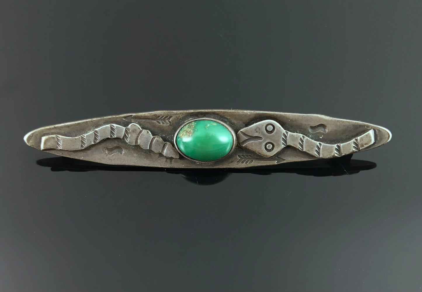 VINTAGE Fred Harvey Era Snake Turquoise Navajo Bar Pin