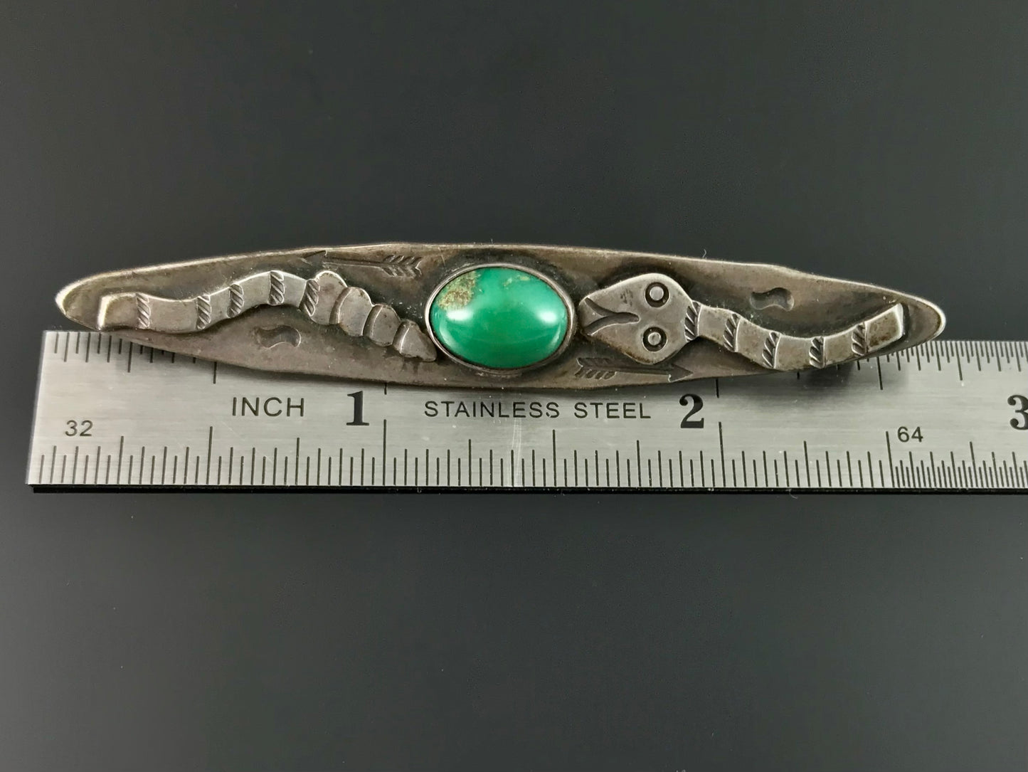 VINTAGE Fred Harvey Era Snake Turquoise Navajo Bar Pin