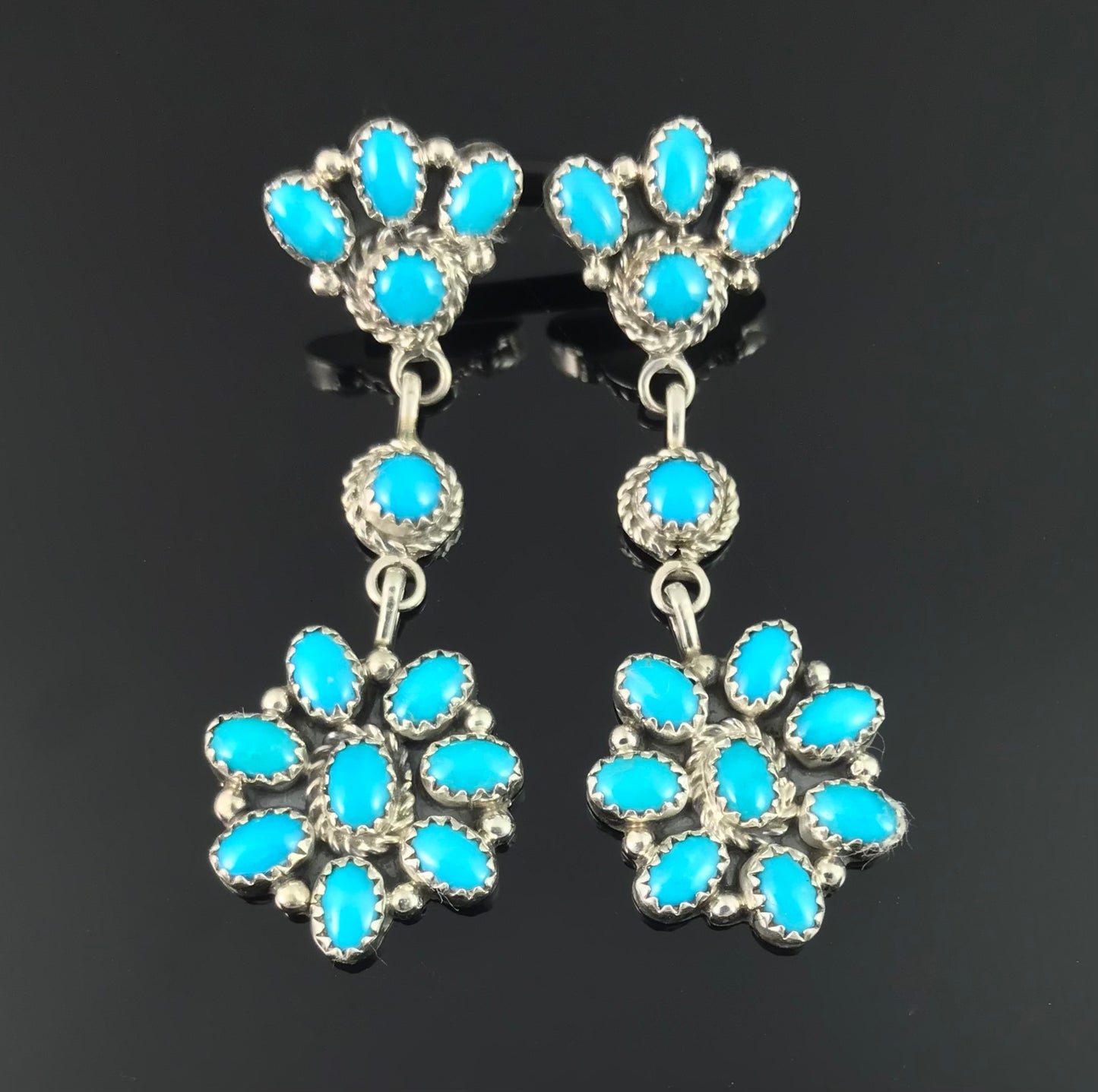 Navajo Sleeping Beauty Turquoise Cluster Earrings Native American - Annie Spencer