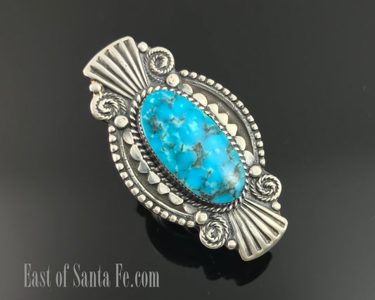 Large Turquoise Native American Navajo Ring Size 6 - Jimson Ben