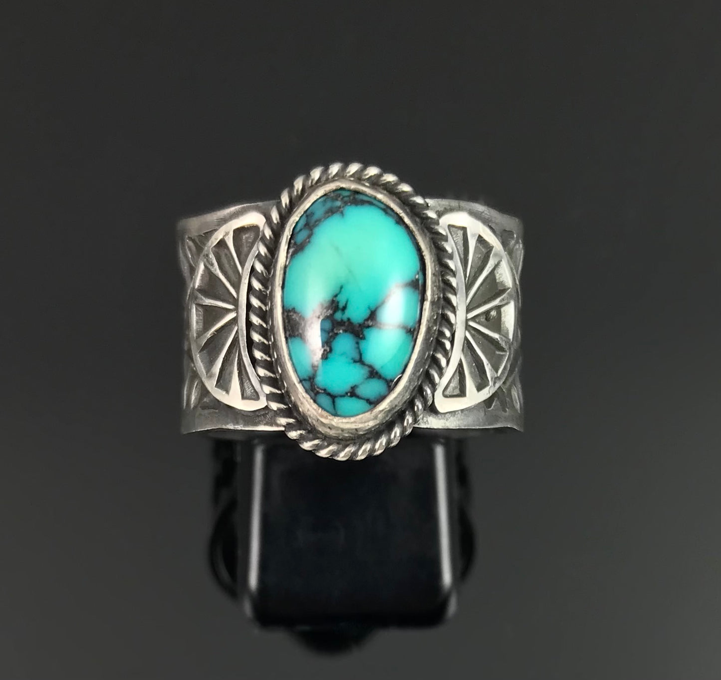 X-wide Turquoise Cigar Band Ring Size 10+ Navajo Native American : Sunshine Reeves