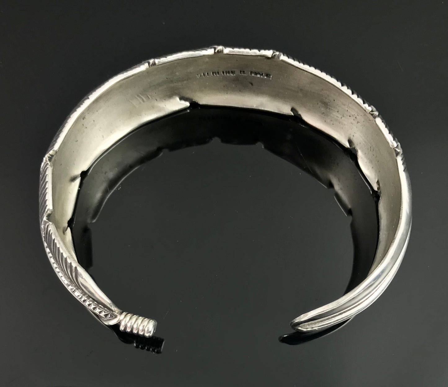 Navajo Sterling Silver Feather Native American Bracelet & Earrings - Harvey Mace