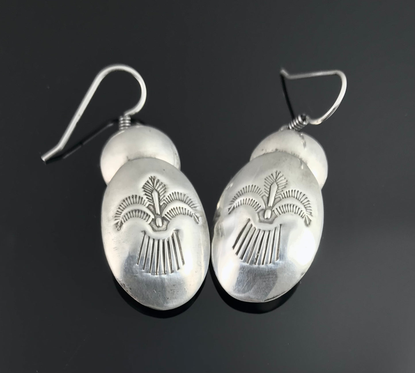 Vintage Stamped Native American Beaded Necklace and Earrings Sterling Silver - DSC