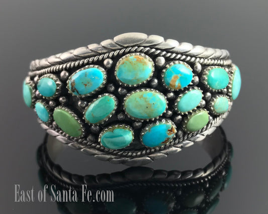 Turquoise Cluster Cuff Bracelet Navajo Native American - Vintage