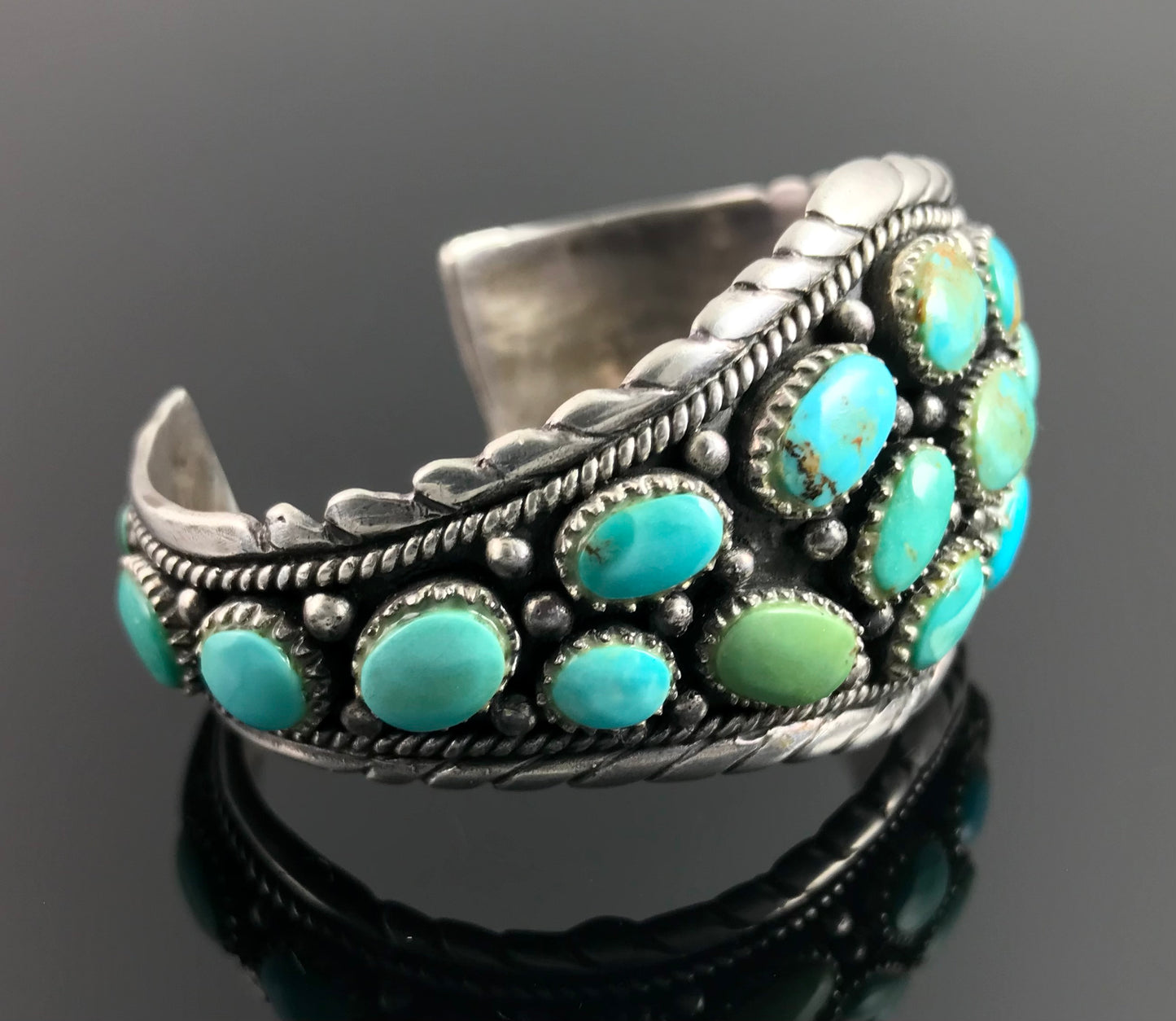 Turquoise Cluster Cuff Bracelet Navajo Native American - Vintage