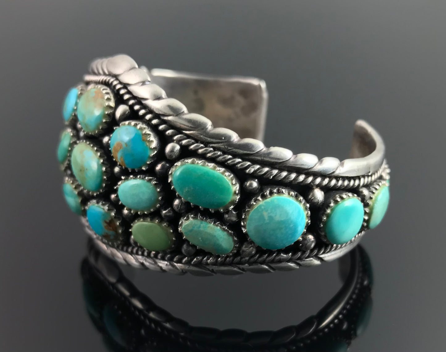 Turquoise Cluster Cuff Bracelet Navajo Native American - Vintage