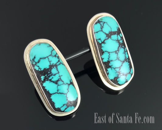 Spiderweb Turquoise Navajo Native American Earrings - Vintage