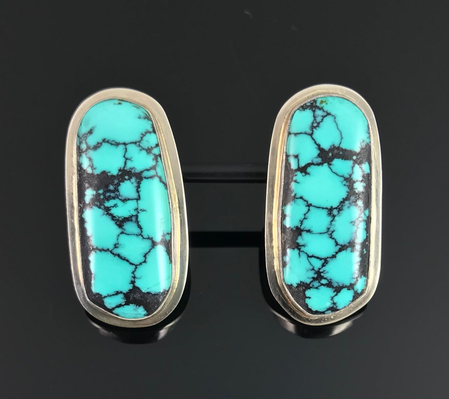 Spiderweb Turquoise Navajo Native American Earrings - Vintage