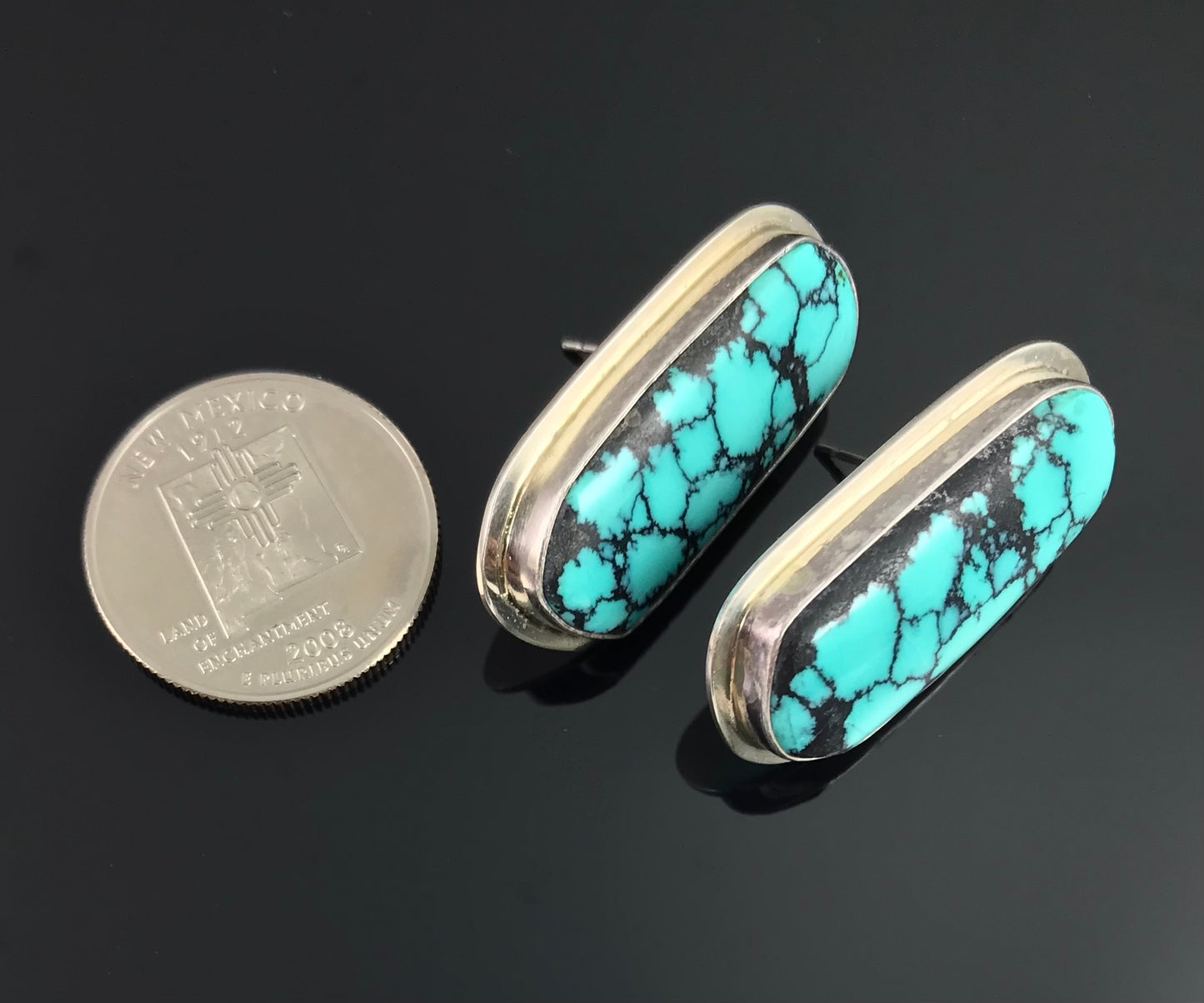 Spiderweb Turquoise Navajo Native American Earrings - Vintage